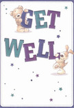 Radiating a joyful, uplifting spirit, this illustrated get well card brings together two delightful companions-a huggable teddy bear and a lively puppy-each balancing and embracing the large, multicoloured letters that boldly spell out 'Get Well.' The indigo and teal shades of the text stand proud and striking against a creamy white backdrop, casting a gentle vibrancy that feels as bright and restorative as a new bouquet prepared in Blackheath's friendly flower shops. Across the card, stars in varied tones of blue and purple glitter playfully, echoing the sense of hope and whimsy that Blackheath's village green inspires during spring. The carefully drawn fur of both bear and pup looks impossibly soft-inviting as the gentle touch of petals-and their joyful poses suggest both energy and sincere comfort. The design not only delivers a heartfelt message but wraps it in a comforting, genuinely caring embrace, perfect for supporting anyone on their journey to recovery. It's easy to imagine this card accompanying a hand-chosen arrangement from a local Blackheath florist, infusing everyday kindness and warmth into a difficult moment with the same expert touch seen in both brush and bouquet.